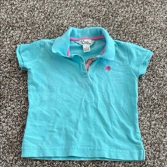 Lilly Pulitzer Vintage White Label Girls 4 Blue Preppy Polo Shirt - Picture 2 of 6